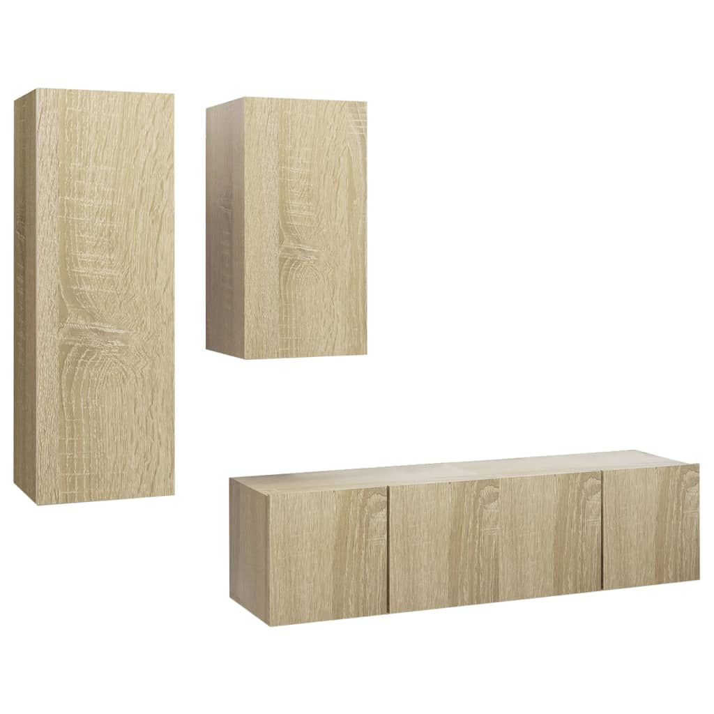 -Delige Tv-Meubelset Spaanplaat Kleurig 60 x 30 x 30 cm Sonoma eiken