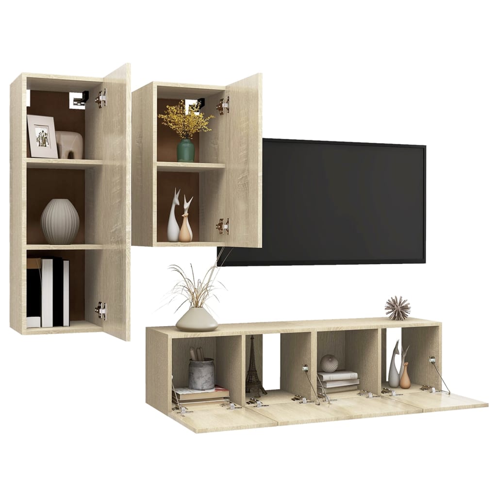 -Delige Tv-Meubelset Spaanplaat Kleurig 60 x 30 x 30 cm Sonoma eiken