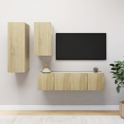-Delige Tv-Meubelset Spaanplaat Kleurig 60 x 30 x 30 cm Sonoma eiken