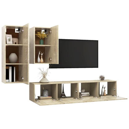 -Delige Tv-Meubelset Spaanplaat Kleurig 80 x 30 x 30 cm Sonoma eiken