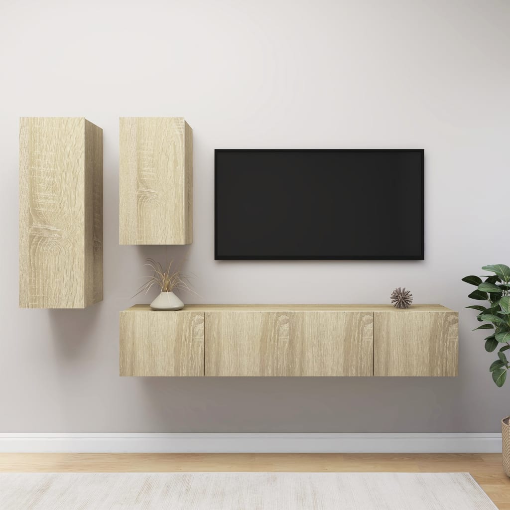 -Delige Tv-Meubelset Spaanplaat Kleurig 80 x 30 x 30 cm Sonoma eiken