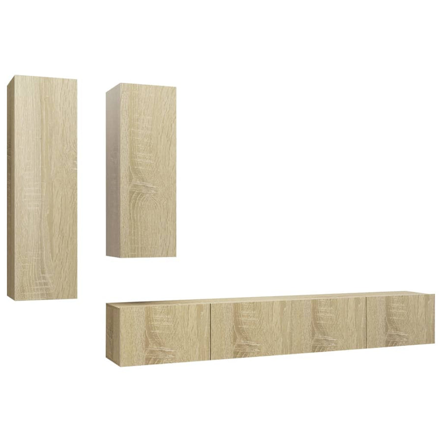 -Delige Tv-Meubelset Spaanplaat Kleurig 100 x 30 x 30 cm Sonoma eiken