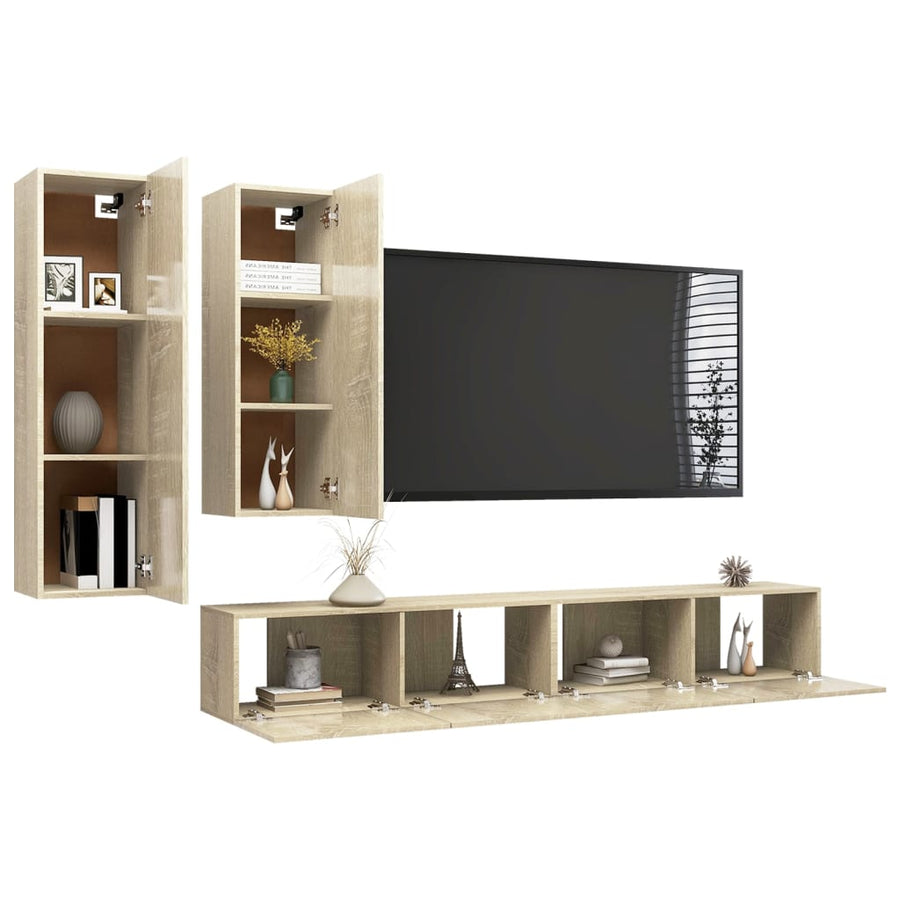-Delige Tv-Meubelset Spaanplaat Kleurig 100 x 30 x 30 cm Sonoma eiken