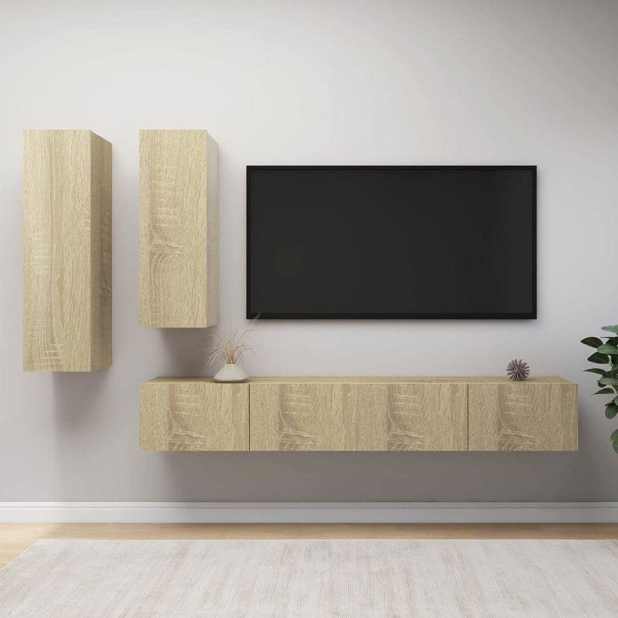 -Delige Tv-Meubelset Spaanplaat Kleurig 100 x 30 x 30 cm Sonoma eiken