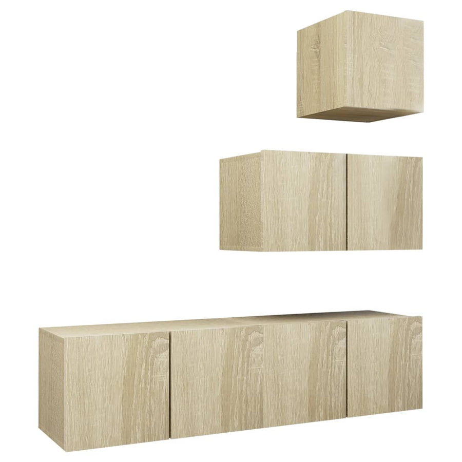 4-Delige Tv-Meubelset Spaanplaat Kleurig 60 x 30 x 30 cm Sonoma eiken