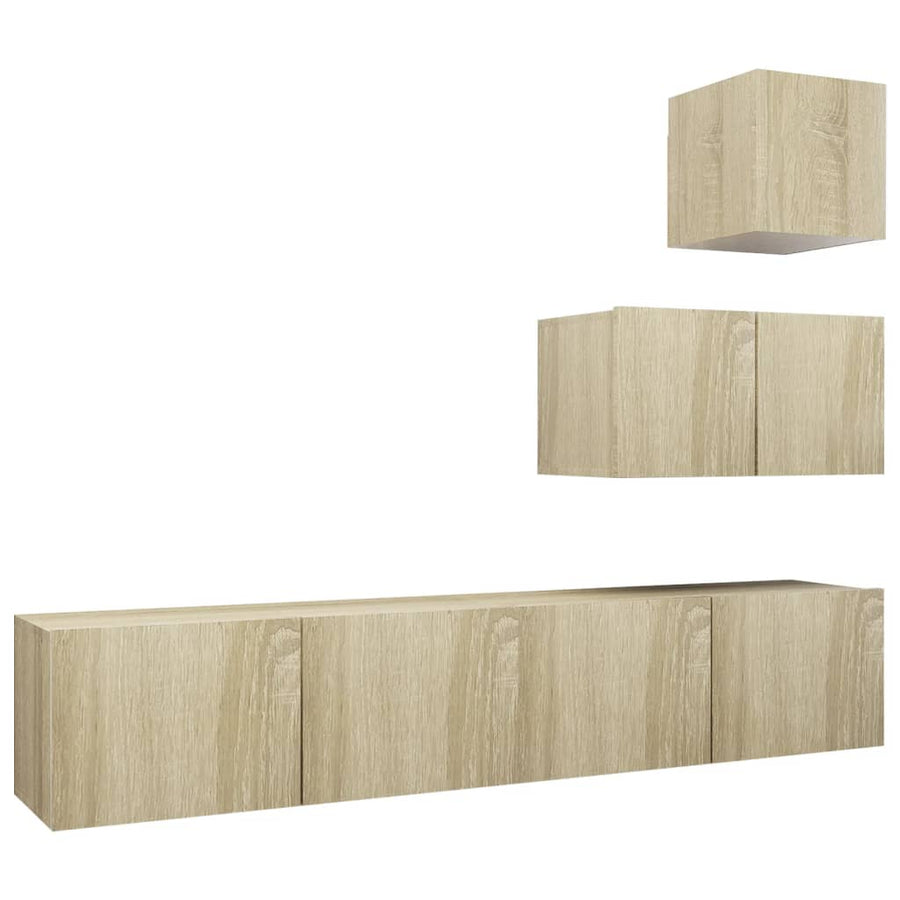 4-Delige Tv-Meubelset Spaanplaat Kleurig 60/80 cm Sonoma eiken