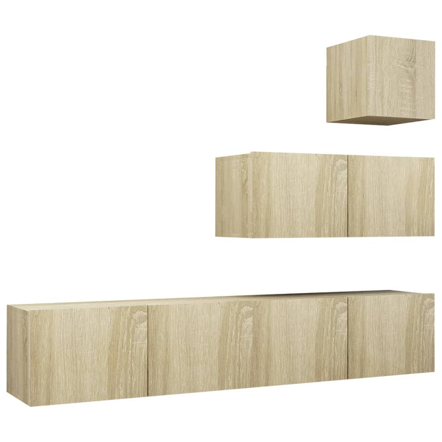 4-Delige Tv-Meubelset Spaanplaat Kleurig 80 x 30 x 30 cm Sonoma eiken