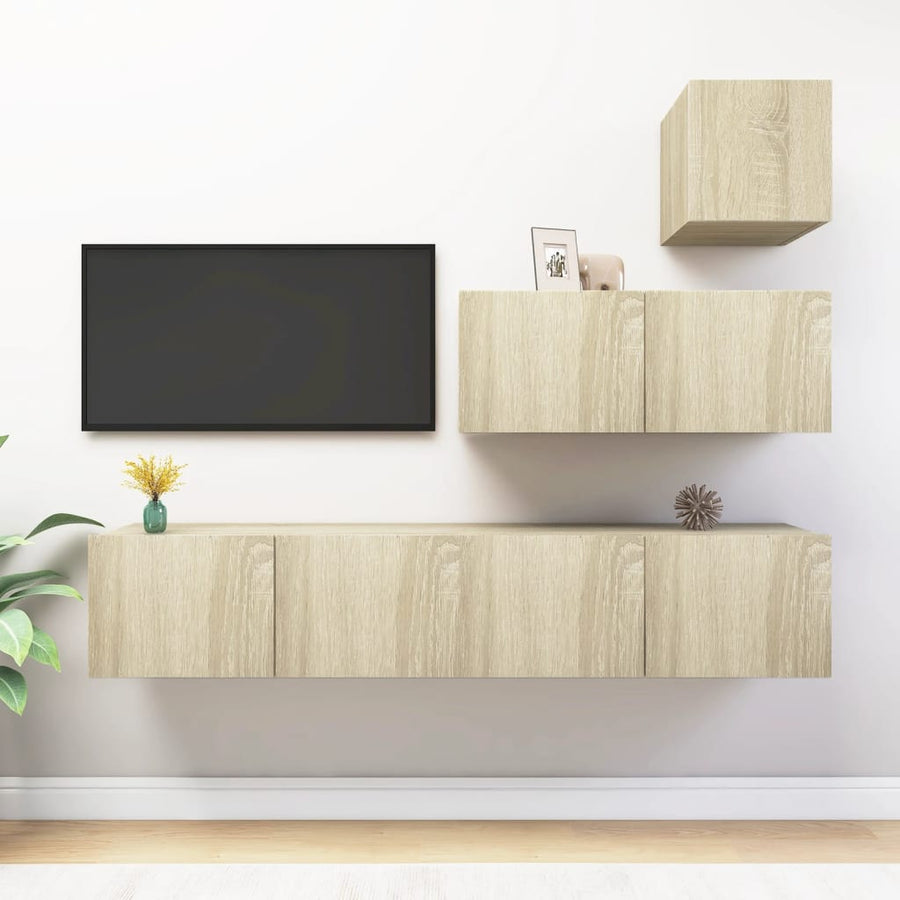 4-Delige Tv-Meubelset Spaanplaat Kleurig 80 x 30 x 30 cm Sonoma eiken