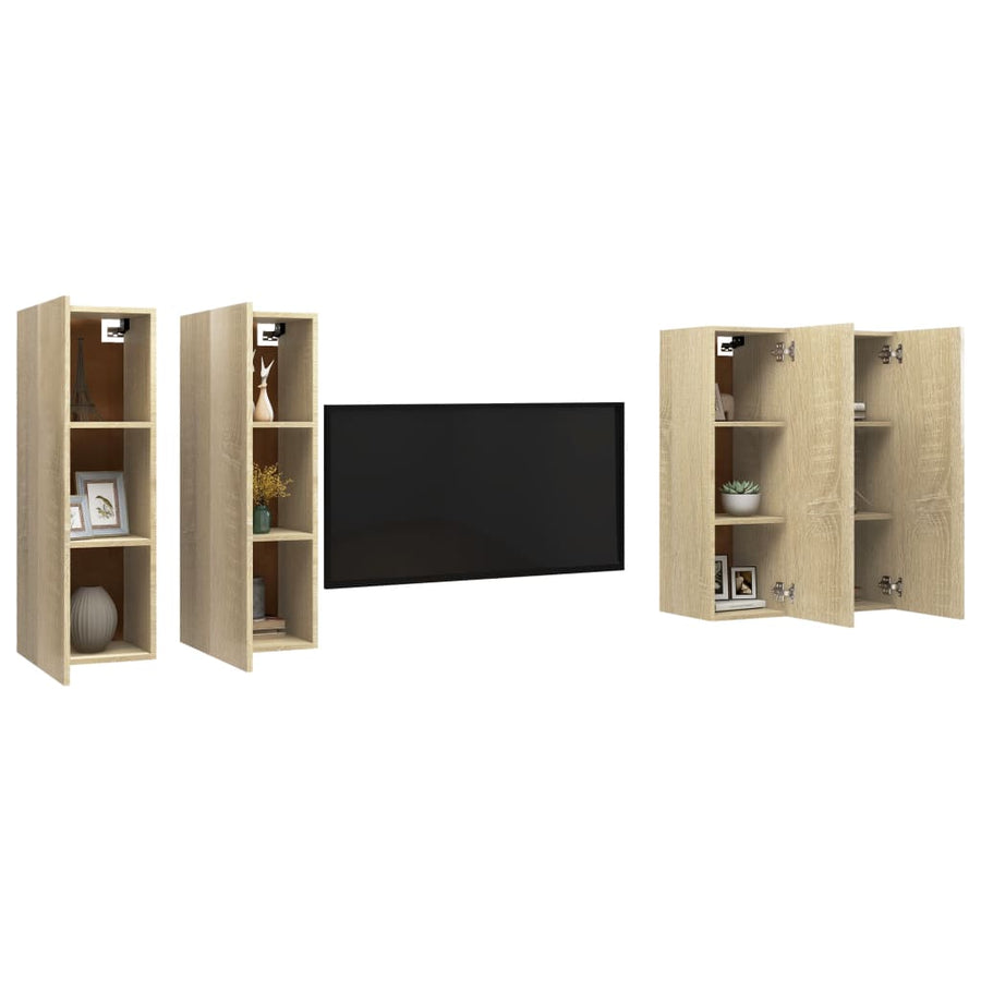 Tv-Meubelen 4 St 30,5X30X90 Cm Bewerkt Hout Sonoma Eikenkleurig