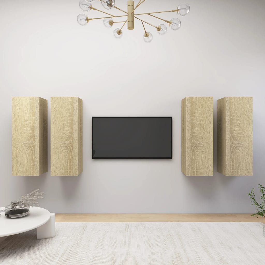 Tv-Meubelen 4 St 30,5X30X90 Cm Bewerkt Hout Sonoma Eikenkleurig
