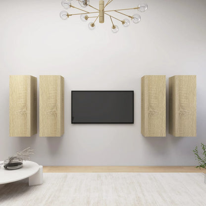 Tv-Meubelen 4 St 30,5X30X90 Cm Bewerkt Hout Sonoma Eikenkleurig