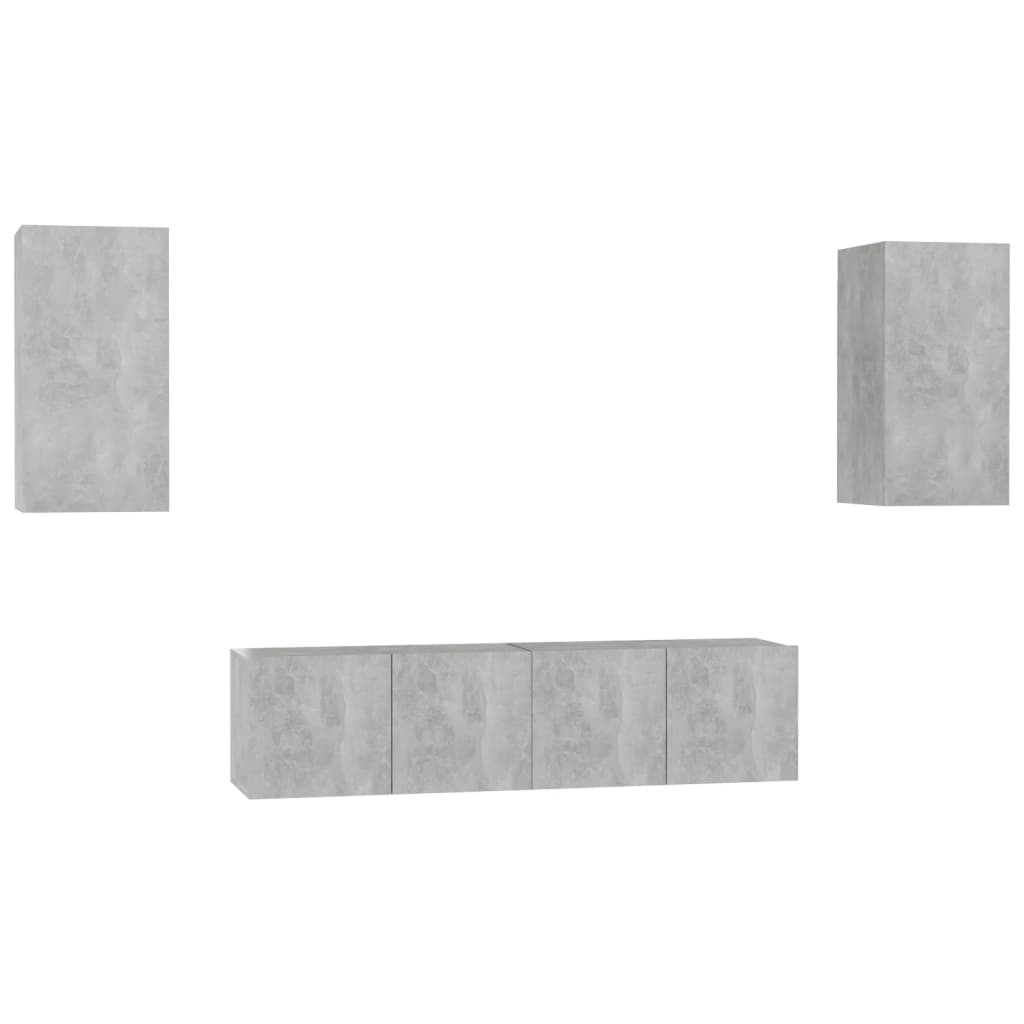 4-Delige Tv-Meubelset Spaanplaat 120 cm Betongrijs
