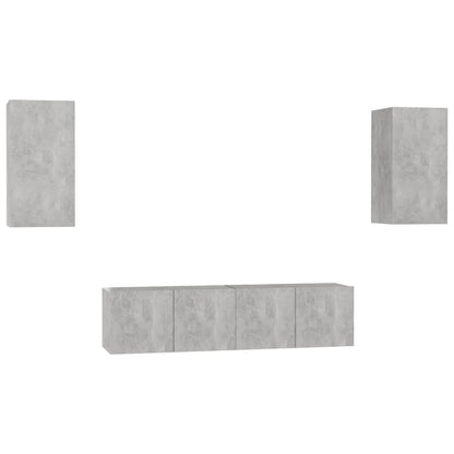 4-Delige Tv-Meubelset Spaanplaat 120 cm Betongrijs