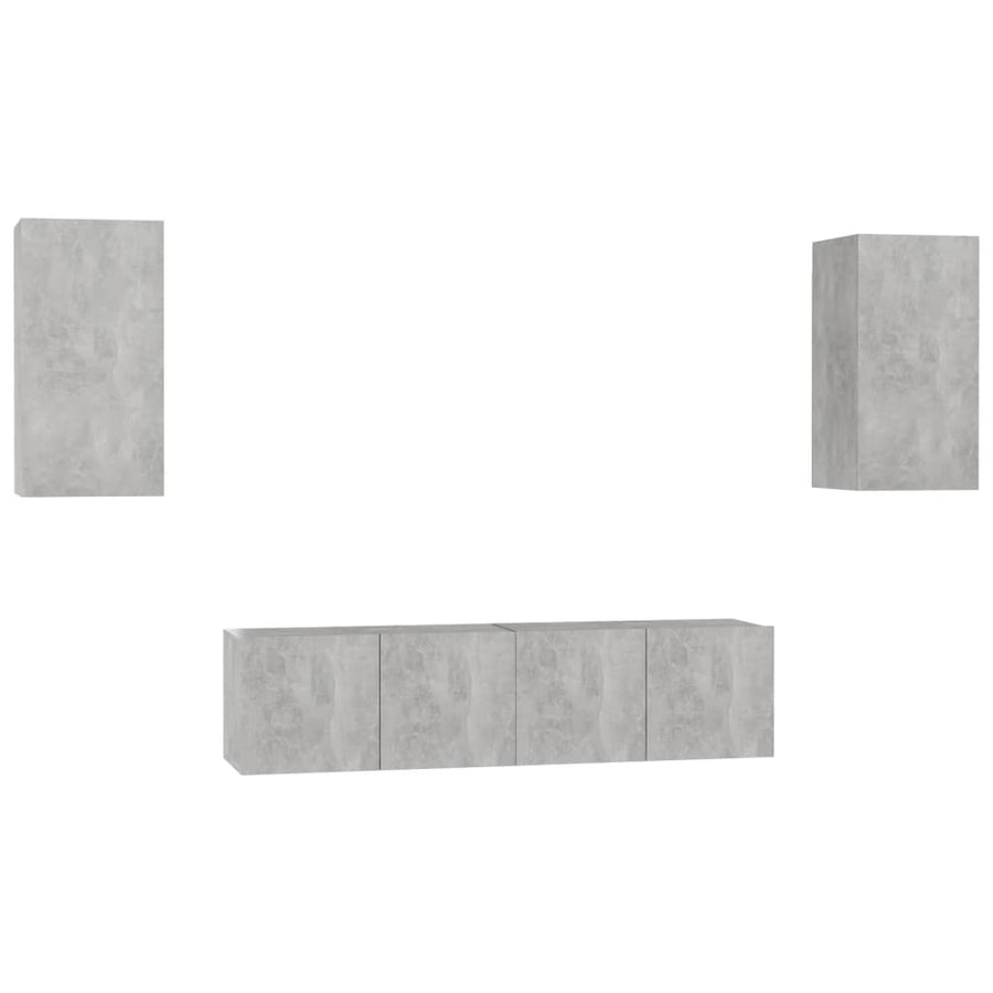 4-Delige Tv-Meubelset Spaanplaat 120 cm Betongrijs