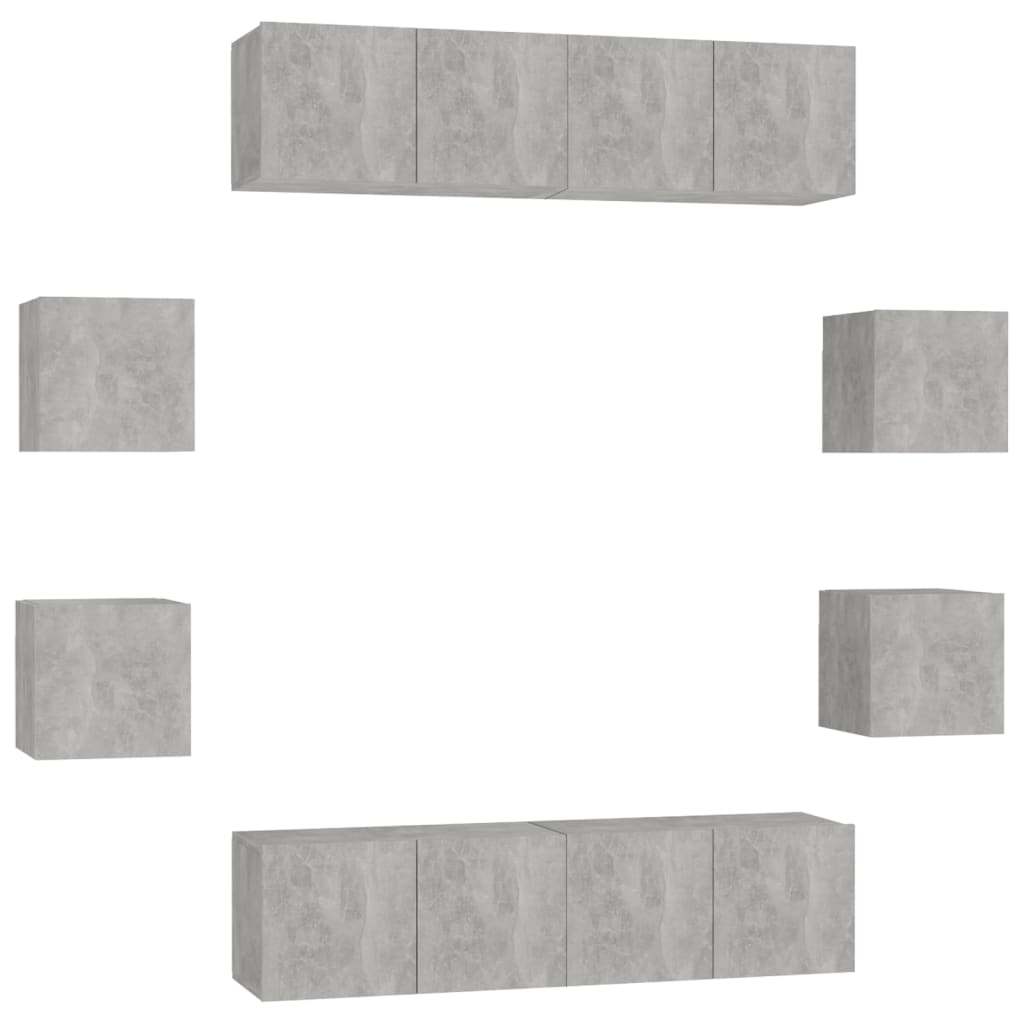 8-Delige Tv-Meubelset Spaanplaat 60 x 30 x 30 cm (4 pcs) Betongrijs