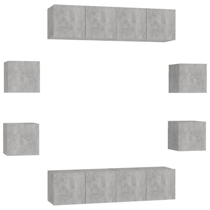 8-Delige Tv-Meubelset Spaanplaat 60 x 30 x 30 cm (4 pcs) Betongrijs
