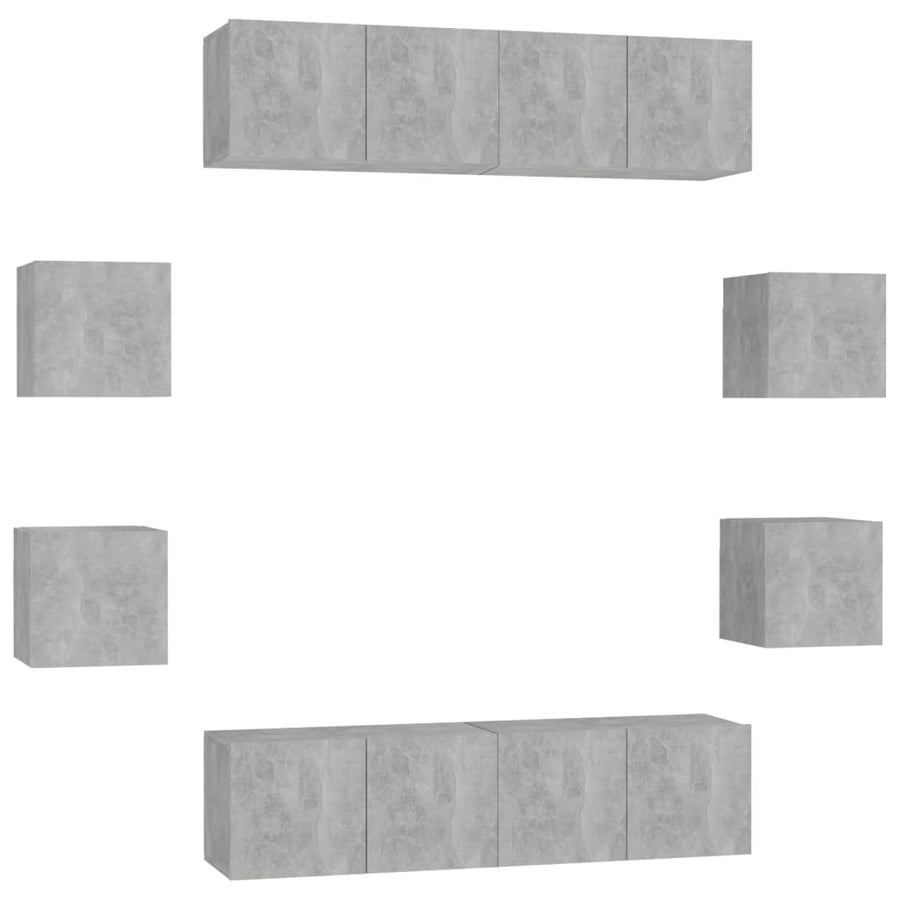 8-Delige Tv-Meubelset Spaanplaat 60 x 30 x 30 cm (4 pcs) Betongrijs