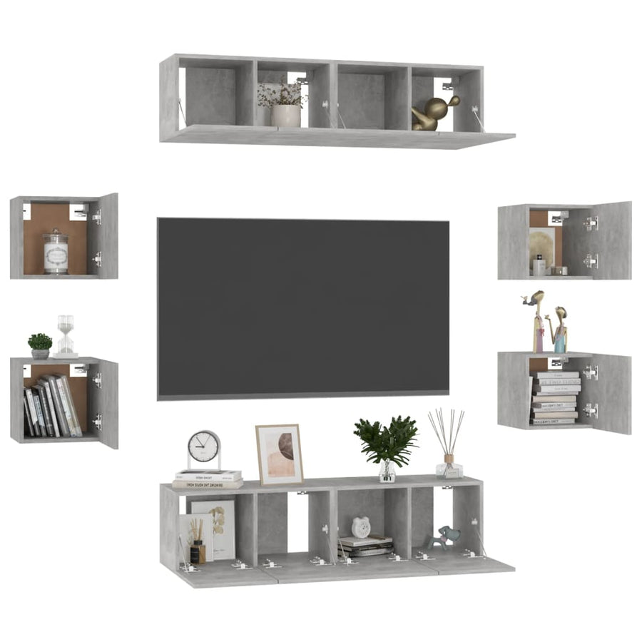 8-Delige Tv-Meubelset Spaanplaat 60 x 30 x 30 cm (4 pcs) Betongrijs