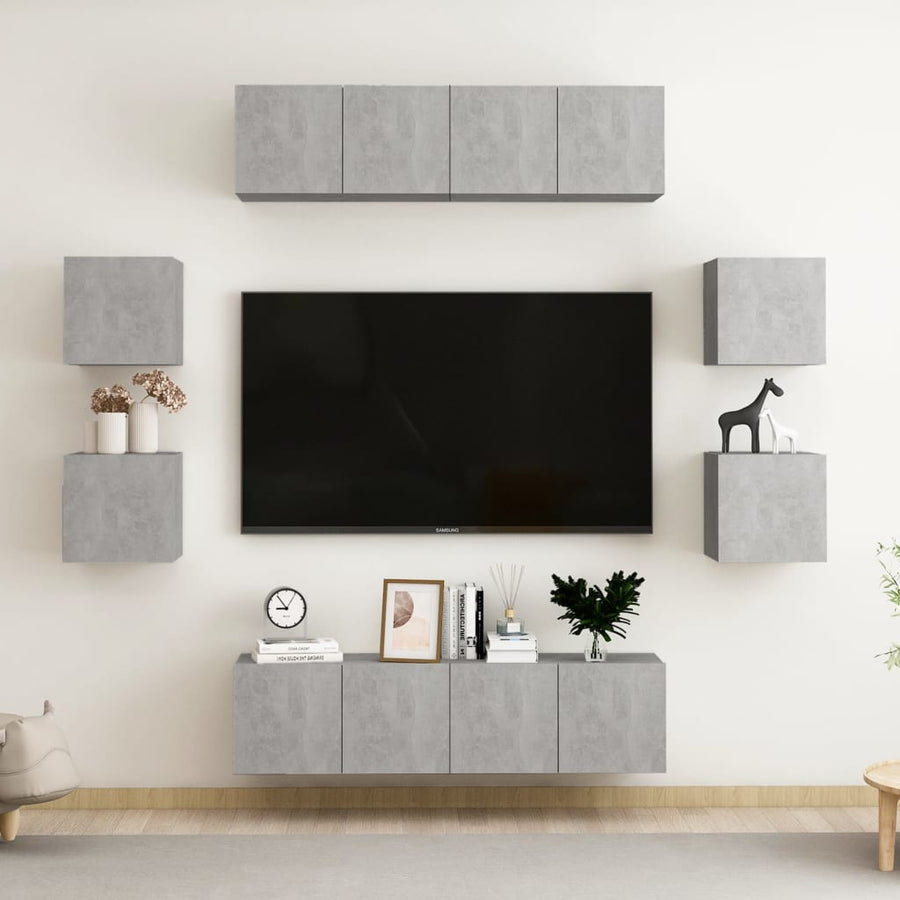 8-Delige Tv-Meubelset Spaanplaat 60 x 30 x 30 cm (4 pcs) Betongrijs