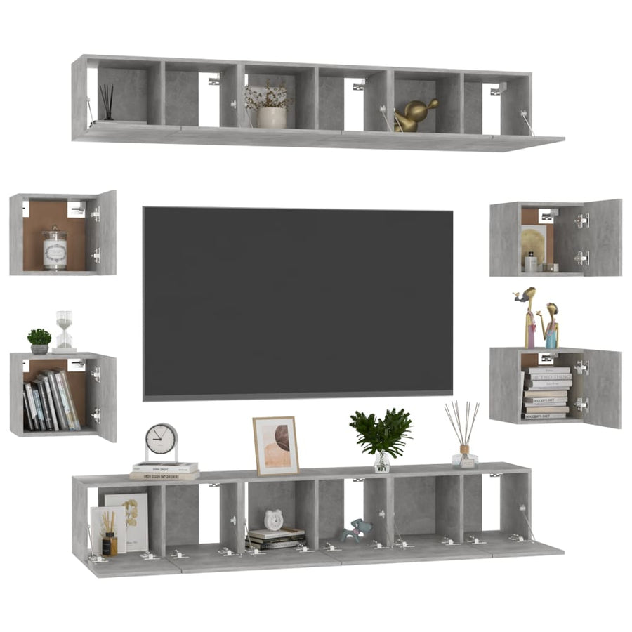 10-Delige Tv-Meubelset Spaanplaat 60 x 30 x 30 cm (6 pcs) Betongrijs