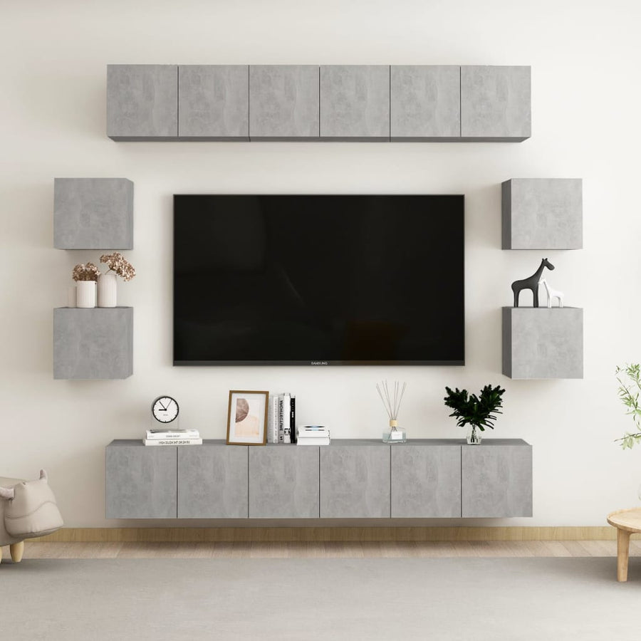 10-Delige Tv-Meubelset Spaanplaat 60 x 30 x 30 cm (6 pcs) Betongrijs