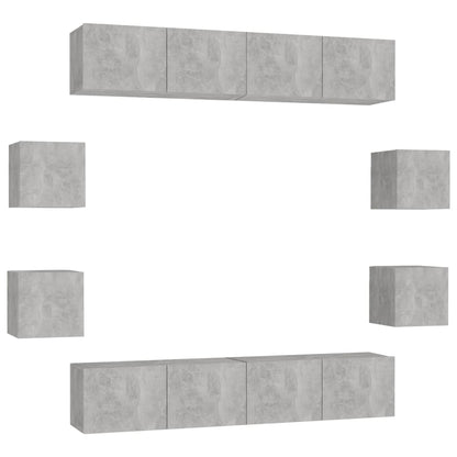 8-Delige Tv-Meubelset Spaanplaat 80 x 30 x 30 cm Betongrijs