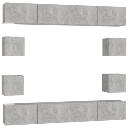 8-Delige Tv-Meubelset Spaanplaat 100 x 30 x 30 cm Betongrijs