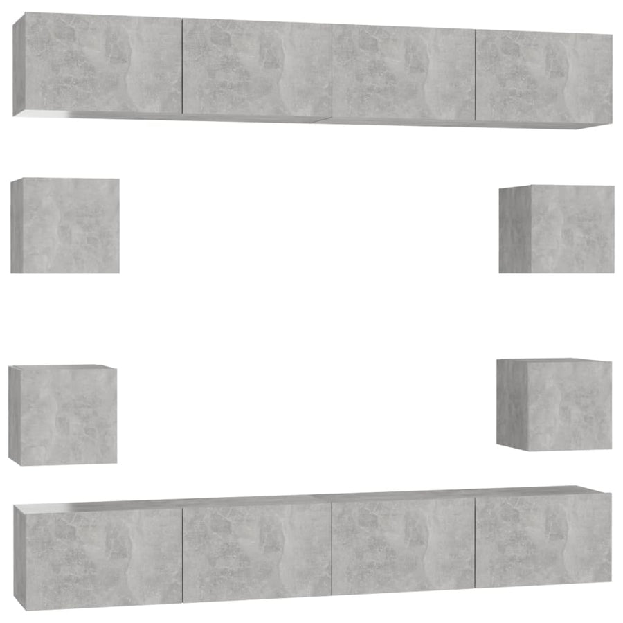8-Delige Tv-Meubelset Spaanplaat 100 x 30 x 30 cm Betongrijs