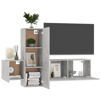 3-Delige Tv-Meubelset Spaanplaat 80 x 30 x 30 cm Betongrijs