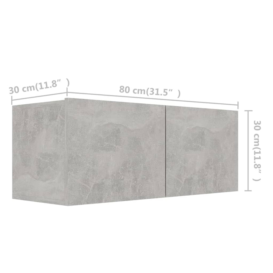 3-Delige Tv-Meubelset Spaanplaat 80 x 30 x 30 cm Betongrijs