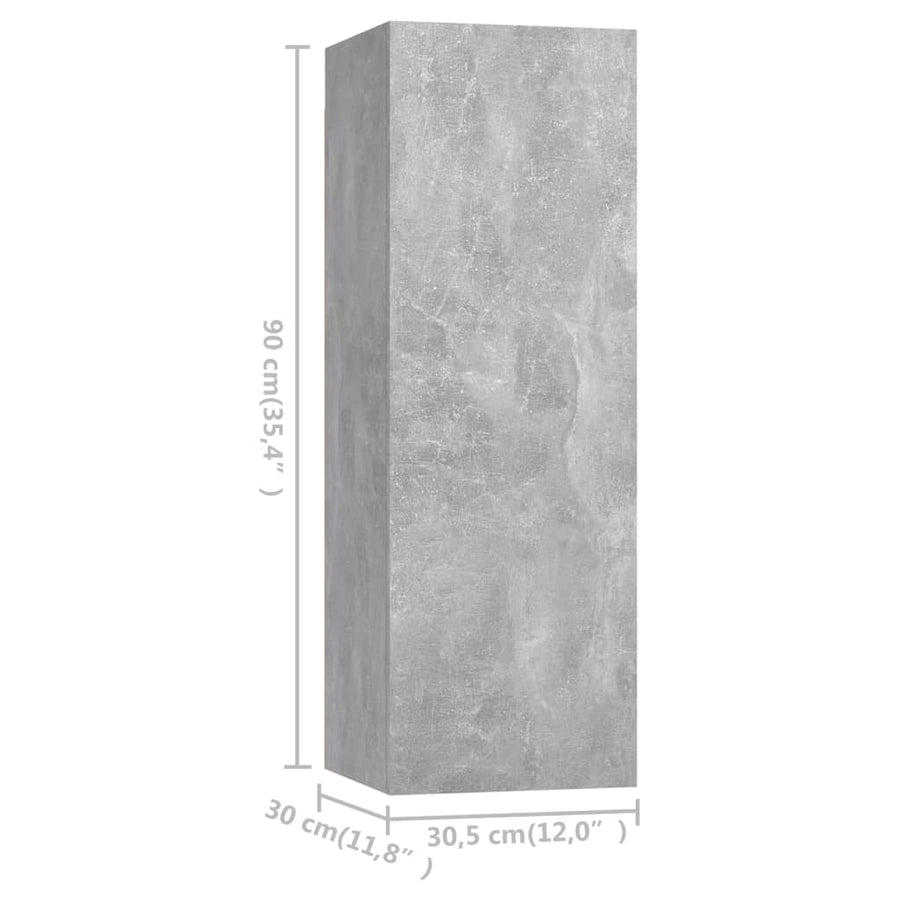 3-Delige Tv-Meubelset Spaanplaat 80 x 30 x 30 cm Betongrijs