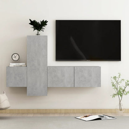 3-Delige Tv-Meubelset Spaanplaat 80 x 30 x 30 cm Betongrijs