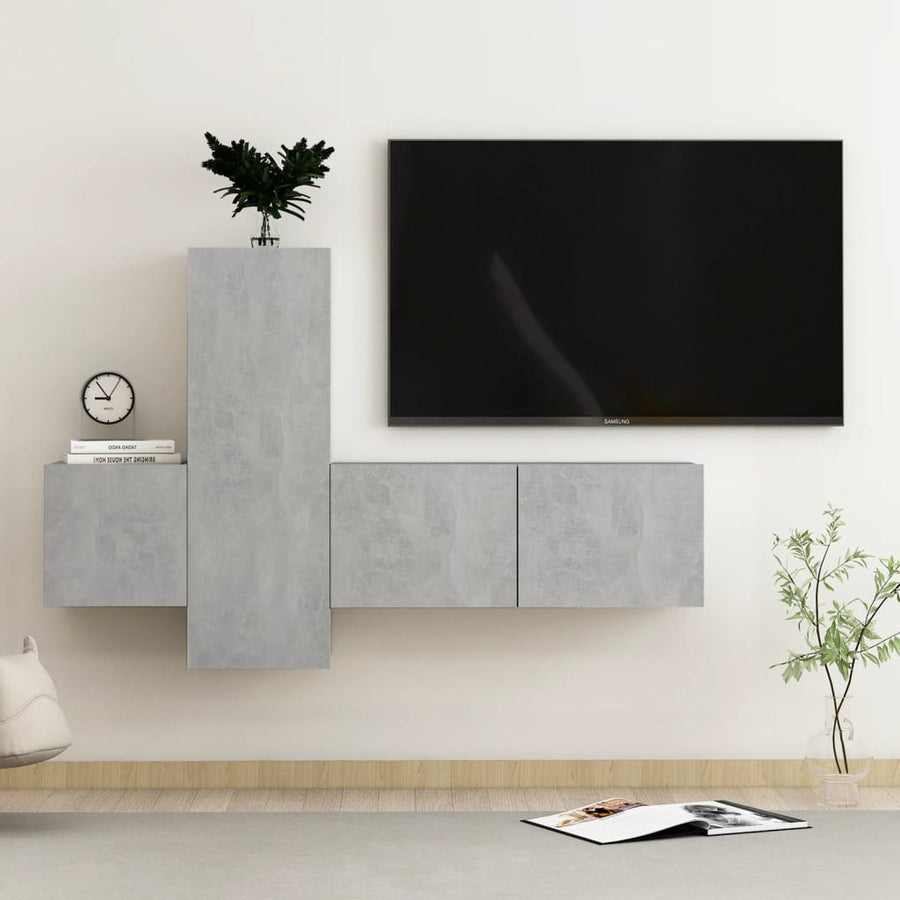 3-Delige Tv-Meubelset Spaanplaat 80 x 30 x 30 cm Betongrijs