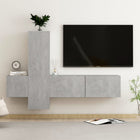 Tv-meubelset 100 cm betongrijs bewerkt hout
