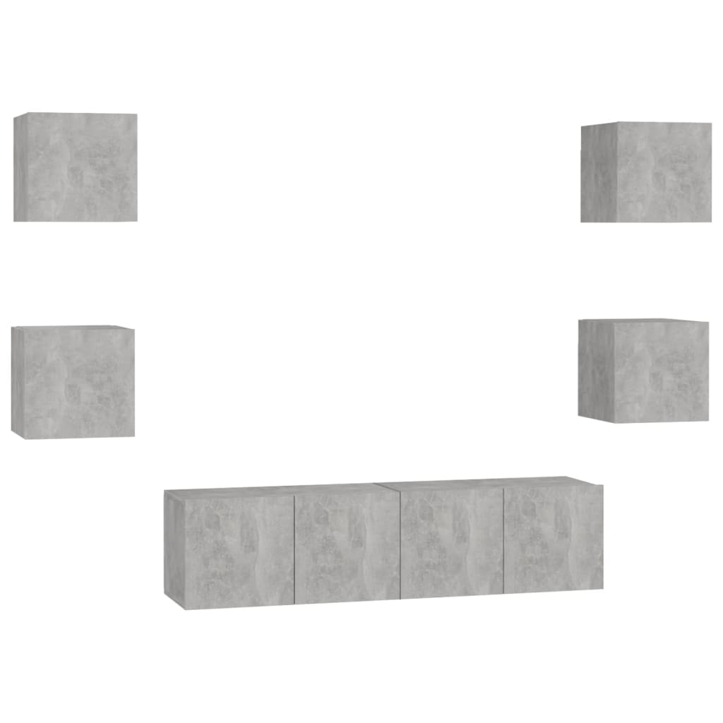 6-Delige Tv-Meubelset Spaanplaat 60 x 30 x 30 cm (2 pcs) Betongrijs