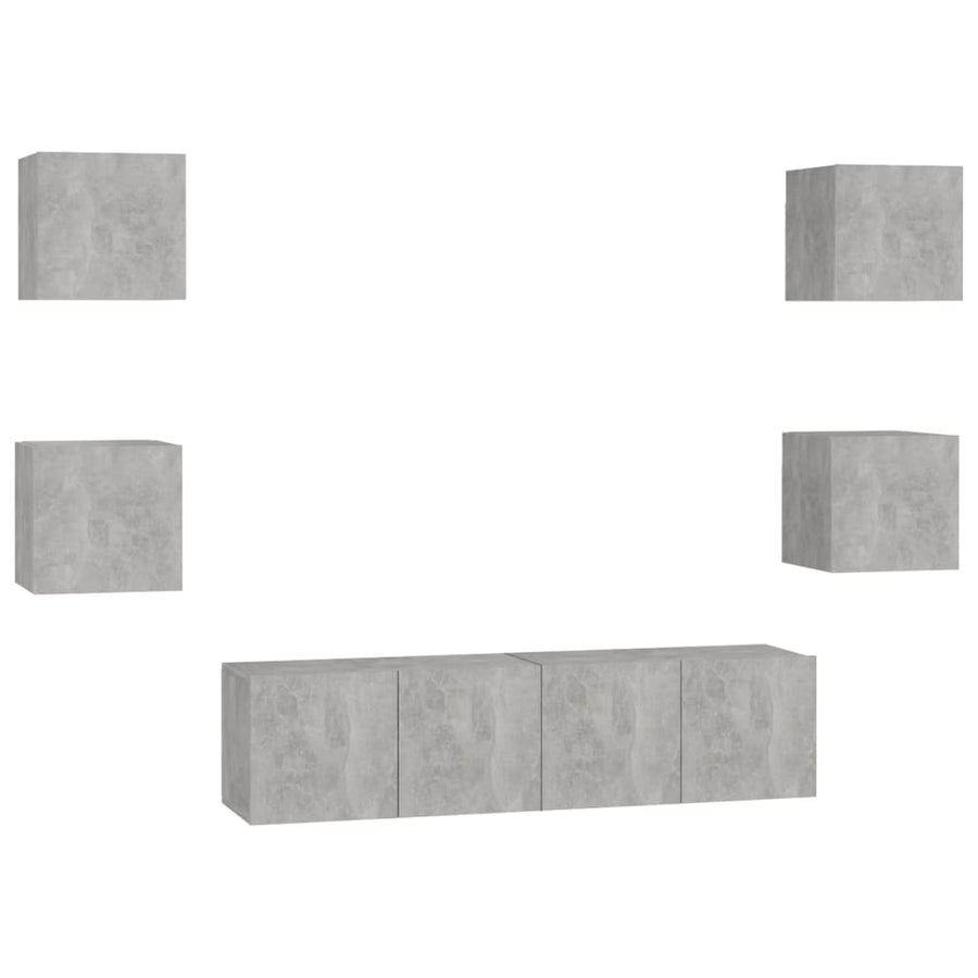 6-Delige Tv-Meubelset Spaanplaat 60 x 30 x 30 cm (2 pcs) Betongrijs