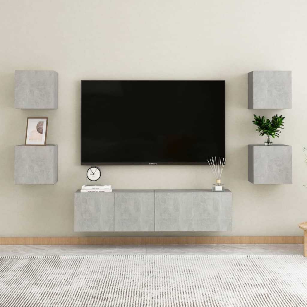 6-Delige Tv-Meubelset Spaanplaat 60 x 30 x 30 cm (2 pcs) Betongrijs