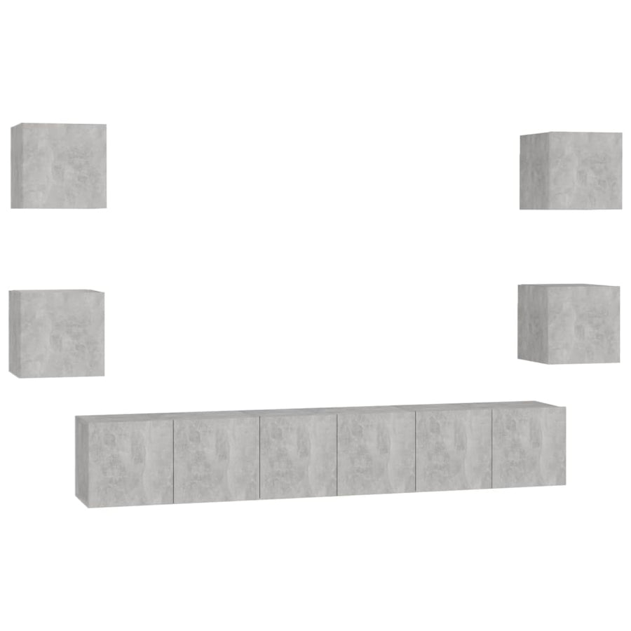 7-Delige Tv-Meubelset Spaanplaat 60 x 30 x 30 cm (3 pcs) Betongrijs