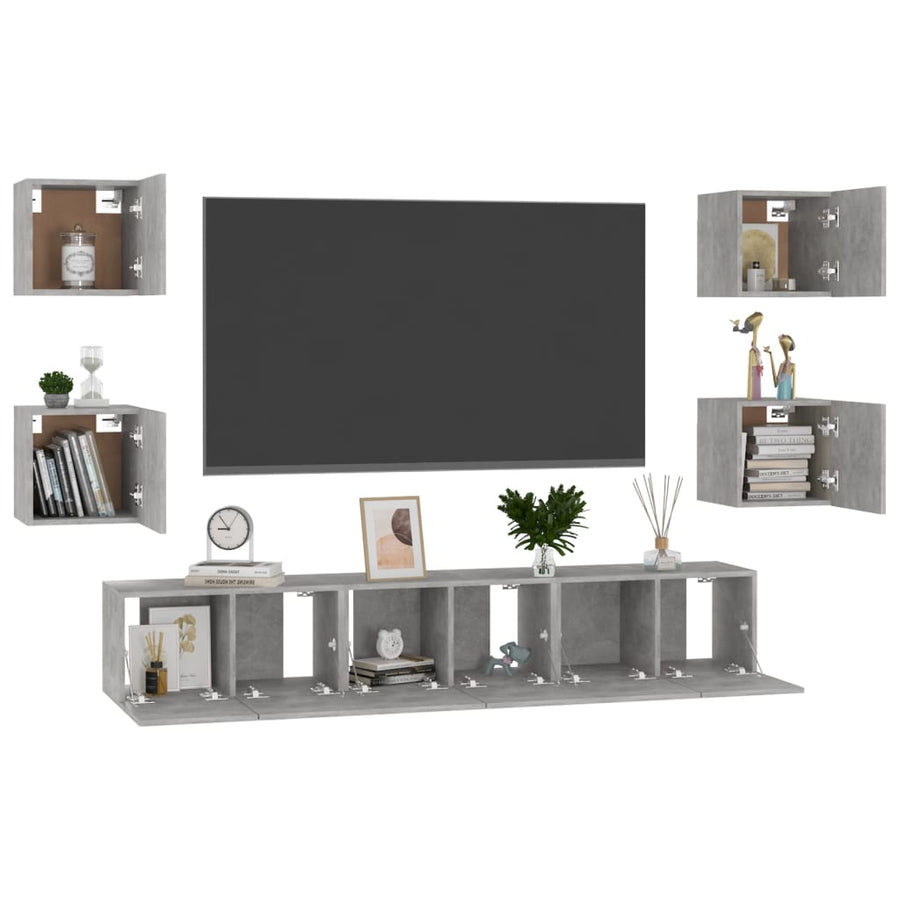 7-Delige Tv-Meubelset Spaanplaat 60 x 30 x 30 cm (3 pcs) Betongrijs