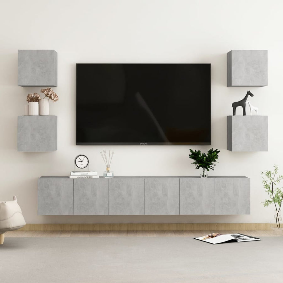 7-Delige Tv-Meubelset Spaanplaat 60 x 30 x 30 cm (3 pcs) Betongrijs