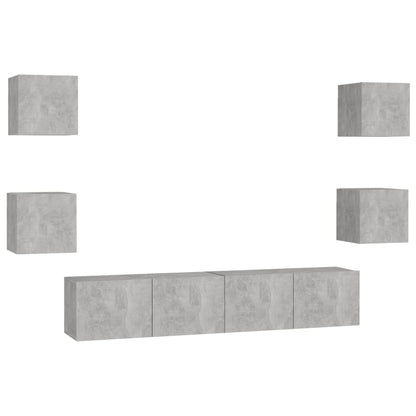 6-Delige Tv-Meubelset Spaanplaat 80 x 30 x 30 cm Betongrijs