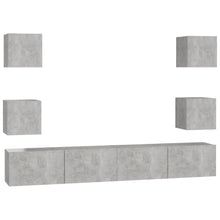 6-Delige Tv-Meubelset Bewerkt Hout 100 x 30 x 30 cm Betongrijs