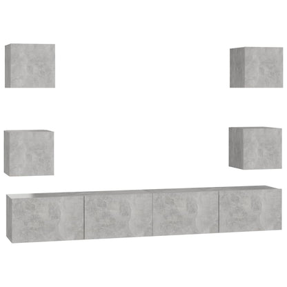 6-Delige Tv-Meubelset Bewerkt Hout 100 x 30 x 30 cm Betongrijs
