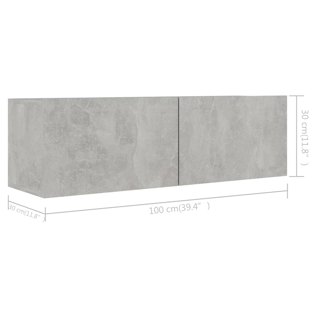 6-Delige Tv-Meubelset Bewerkt Hout 100 x 30 x 30 cm Betongrijs
