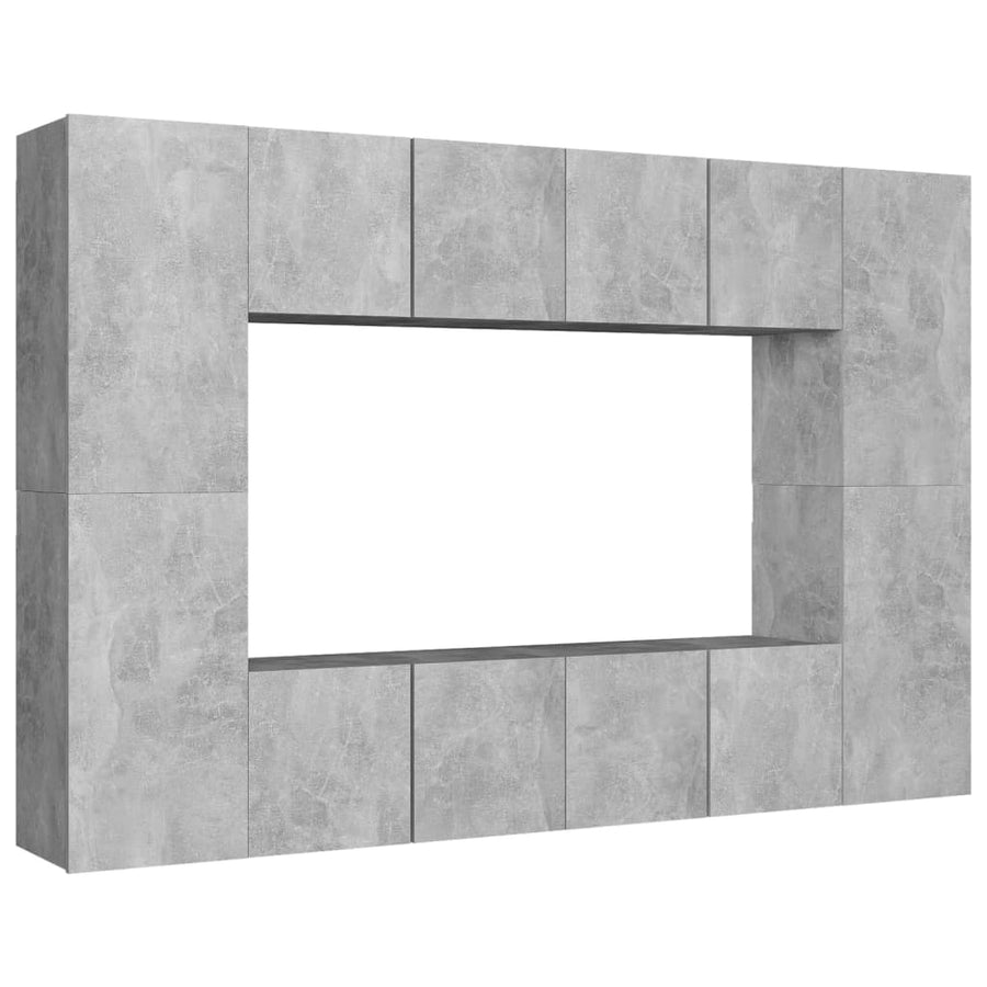 8-Delige Tv-Meubelset Spaanplaat 1 60 cm Betongrijs