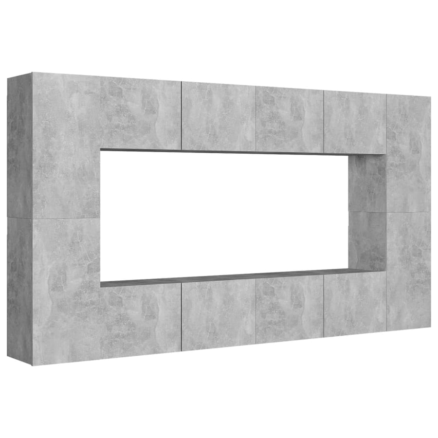 8-Delige Tv-Meubelset Spaanplaat 1 80 cm Betongrijs