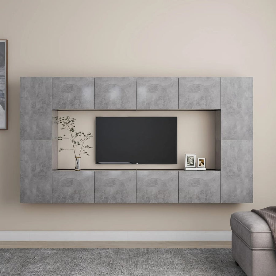 8-Delige Tv-Meubelset Spaanplaat 1 80 cm Betongrijs
