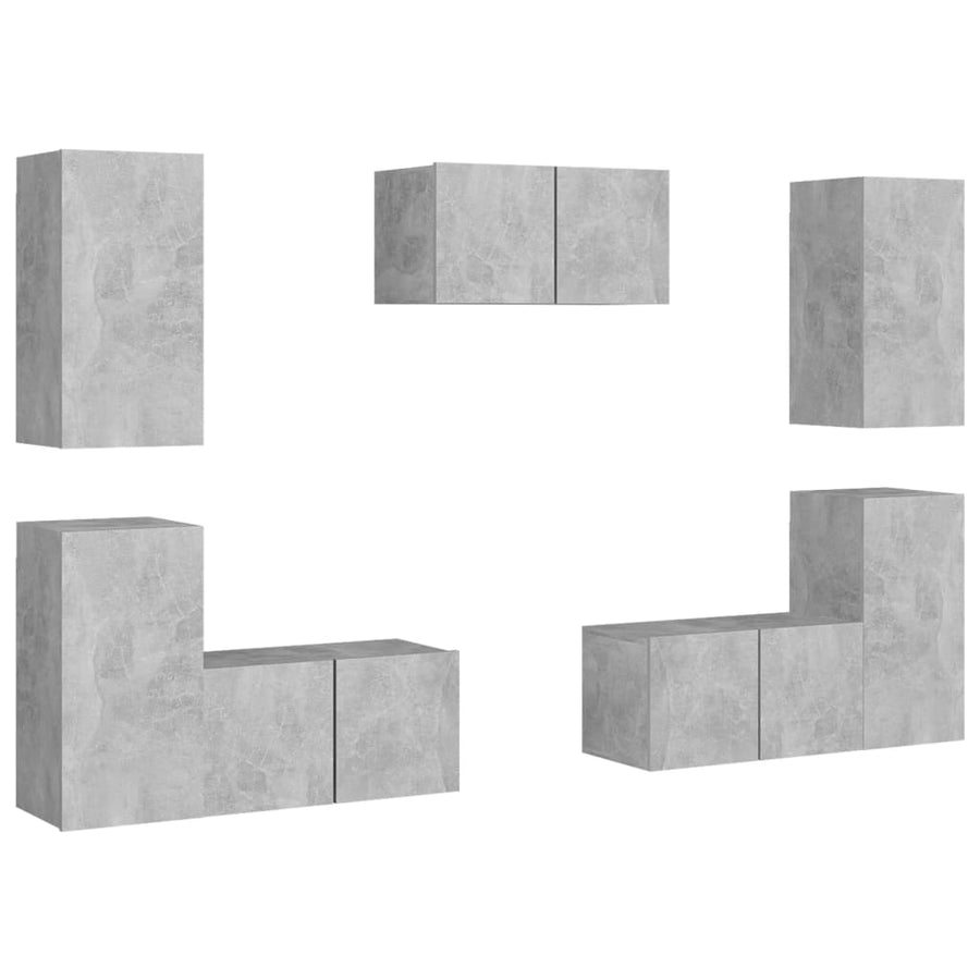 7-Delige Tv-Meubelset Spaanplaat 60 cm Betongrijs