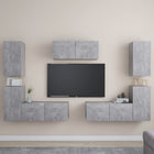 7-piece TV cabinet set chipboard concrete grey