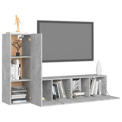 3-Delige Tv-Meubelset Spaanplaat 60 x 30 x 30 cm Betongrijs